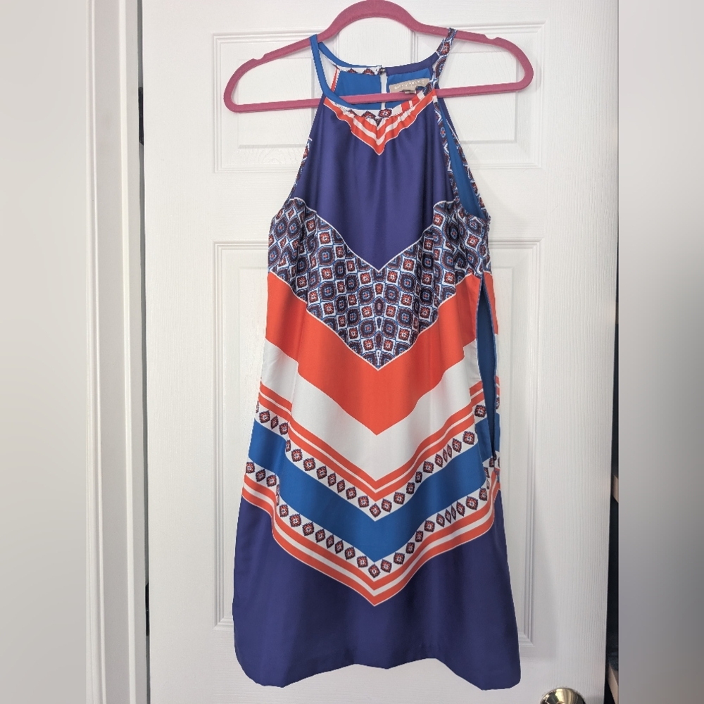 Colorful Halter Dress with Geometric Pattern